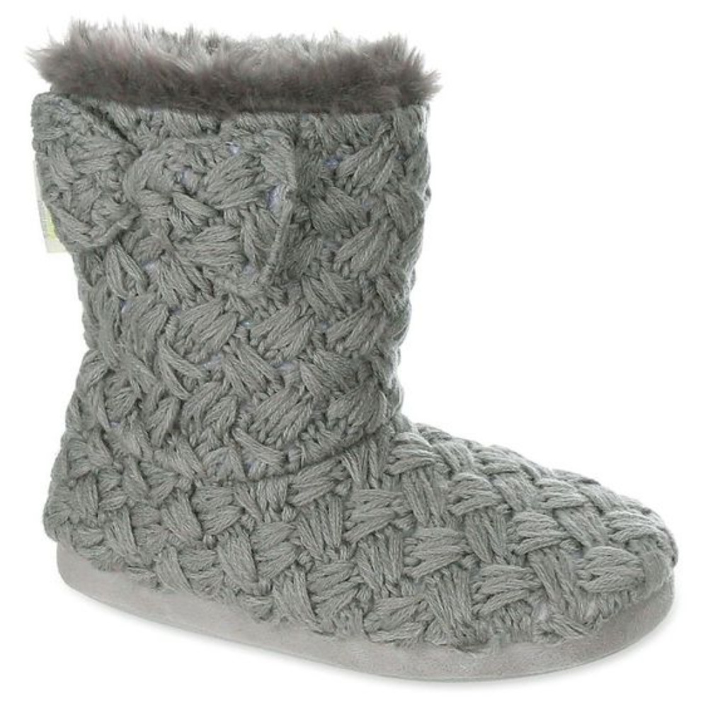 NEW! Capelli Knit Bootie Slippers, Pewter - Small